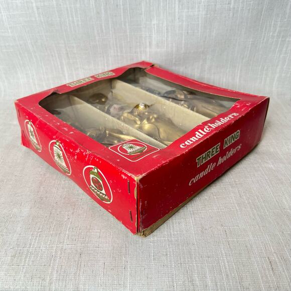 Vintage Mid Century 3 King Candle Holder Painted Plaster Wisemen Christmas Decor - Picture 13 of 13